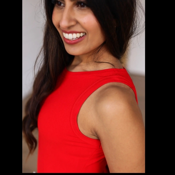 Grace+Emma Miss Americana Sleeveless Bodysuit in Red - 2X - Picture 4 of 5